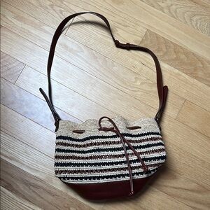 Sezane Tan and Brown Woven Crossbody Bag